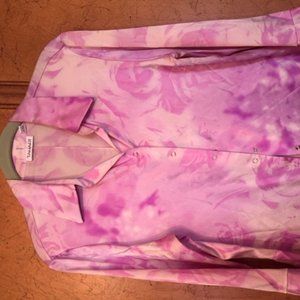 Tahari Silk pink and white floral blouse